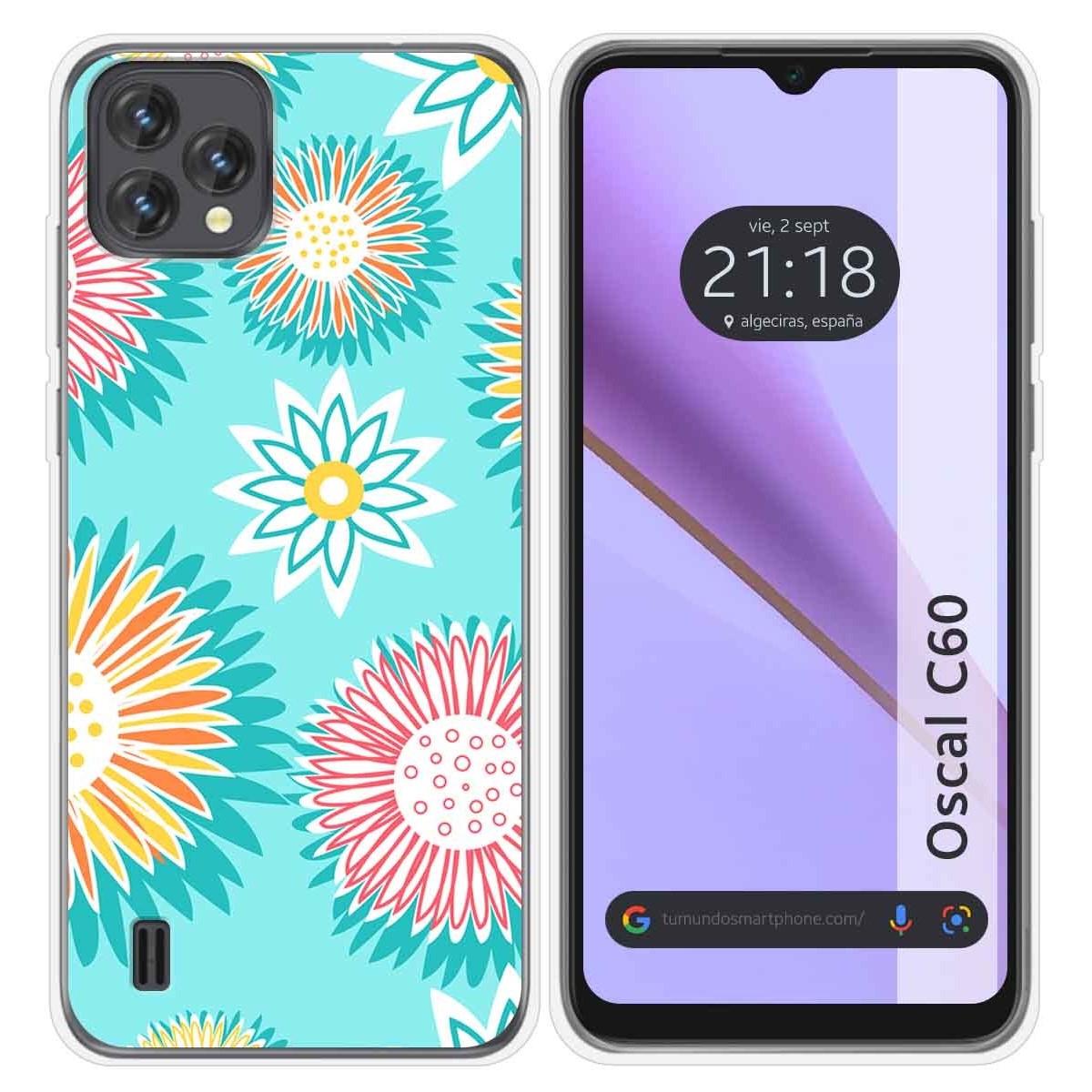 Funda Silicona Transparente para Blackview Oscal C60 diseño Flores 05 Dibujos