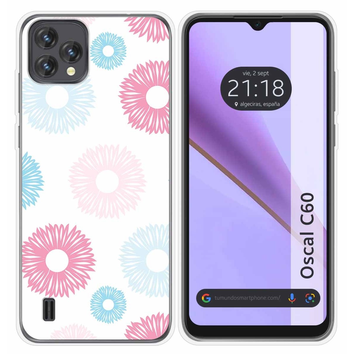 Funda Silicona Transparente para Blackview Oscal C60 diseño Flores 06 Dibujos