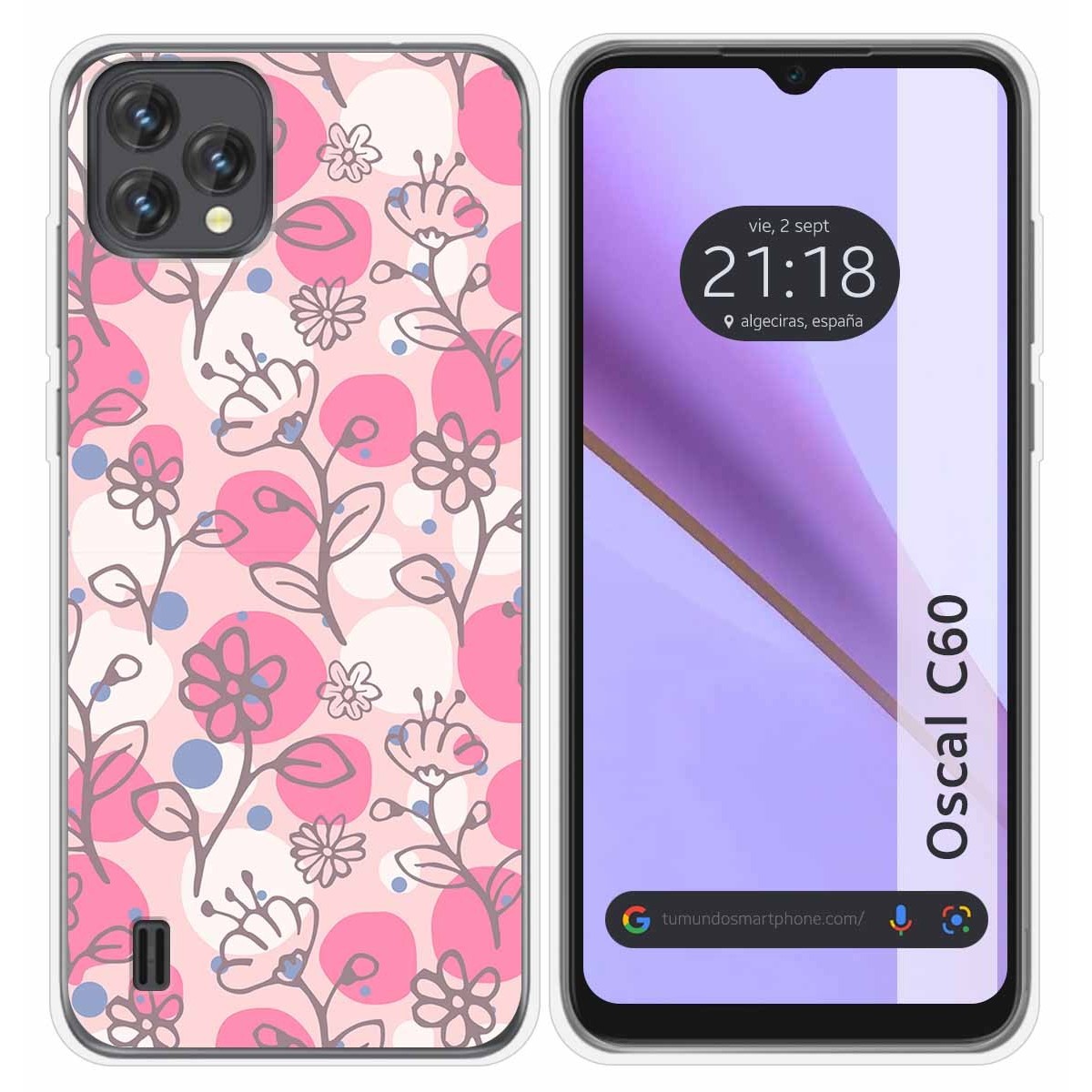 Funda Silicona Transparente para Blackview Oscal C60 diseño Flores 07 Dibujos