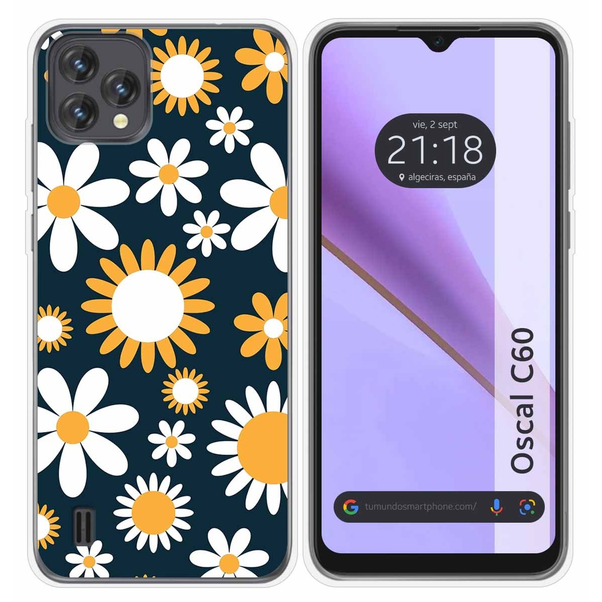 Funda Silicona Transparente para Blackview Oscal C60 diseño Flores 08 Dibujos