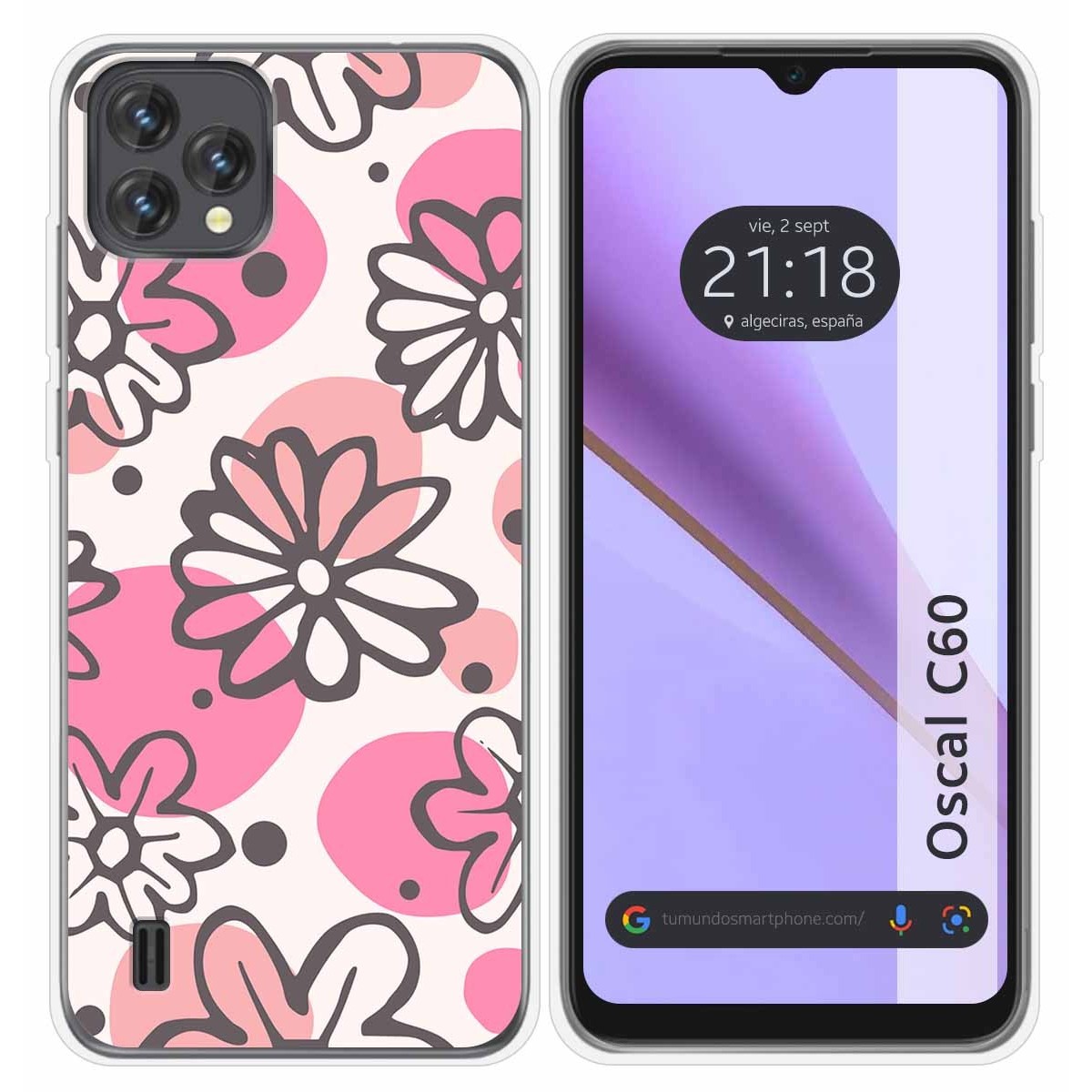 Funda Silicona Transparente para Blackview Oscal C60 diseño Flores 09 Dibujos