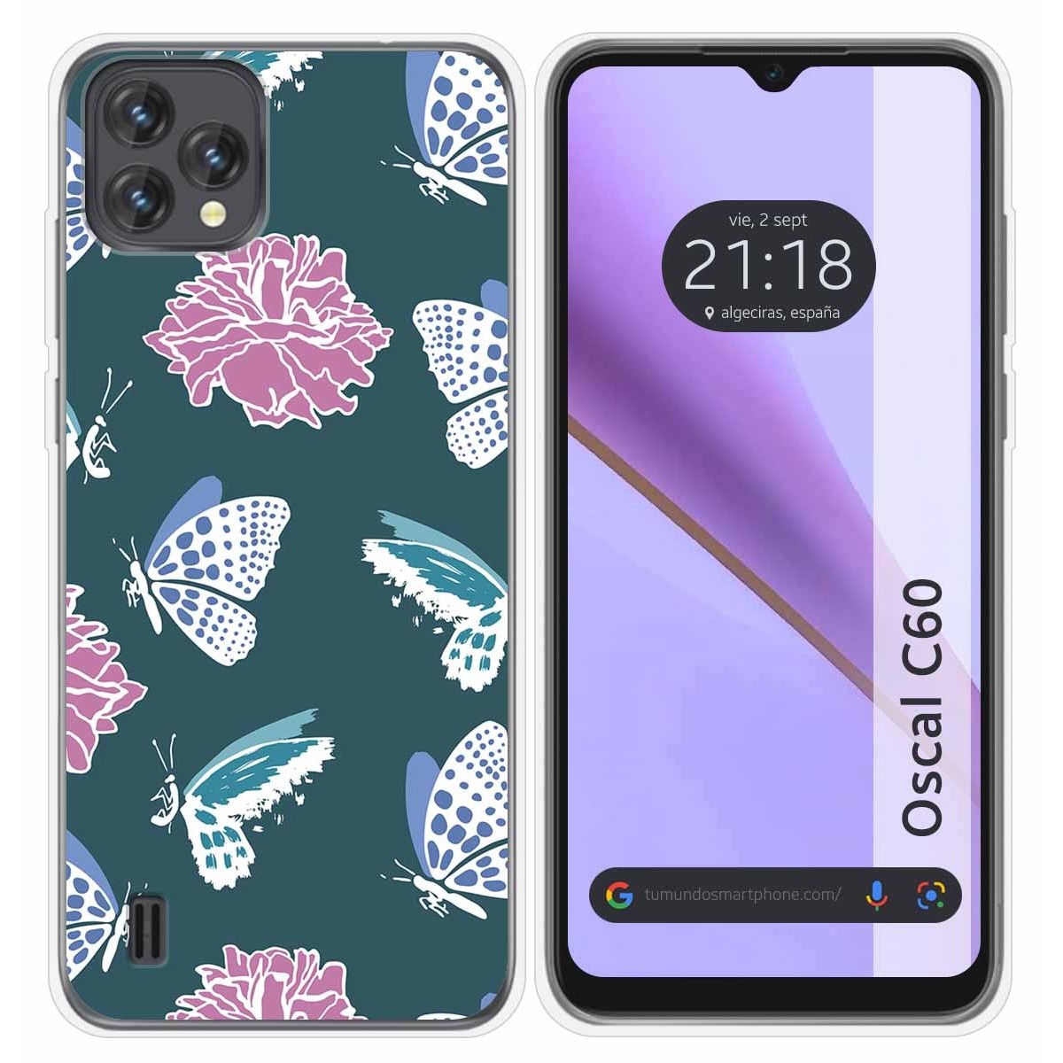 Funda Silicona Transparente para Blackview Oscal C60 diseño Flores 10 Dibujos