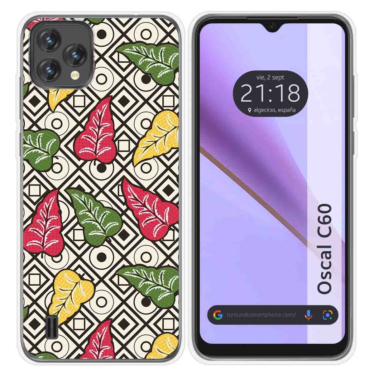 Funda Silicona Transparente para Blackview Oscal C60 diseño Flores 11 Dibujos