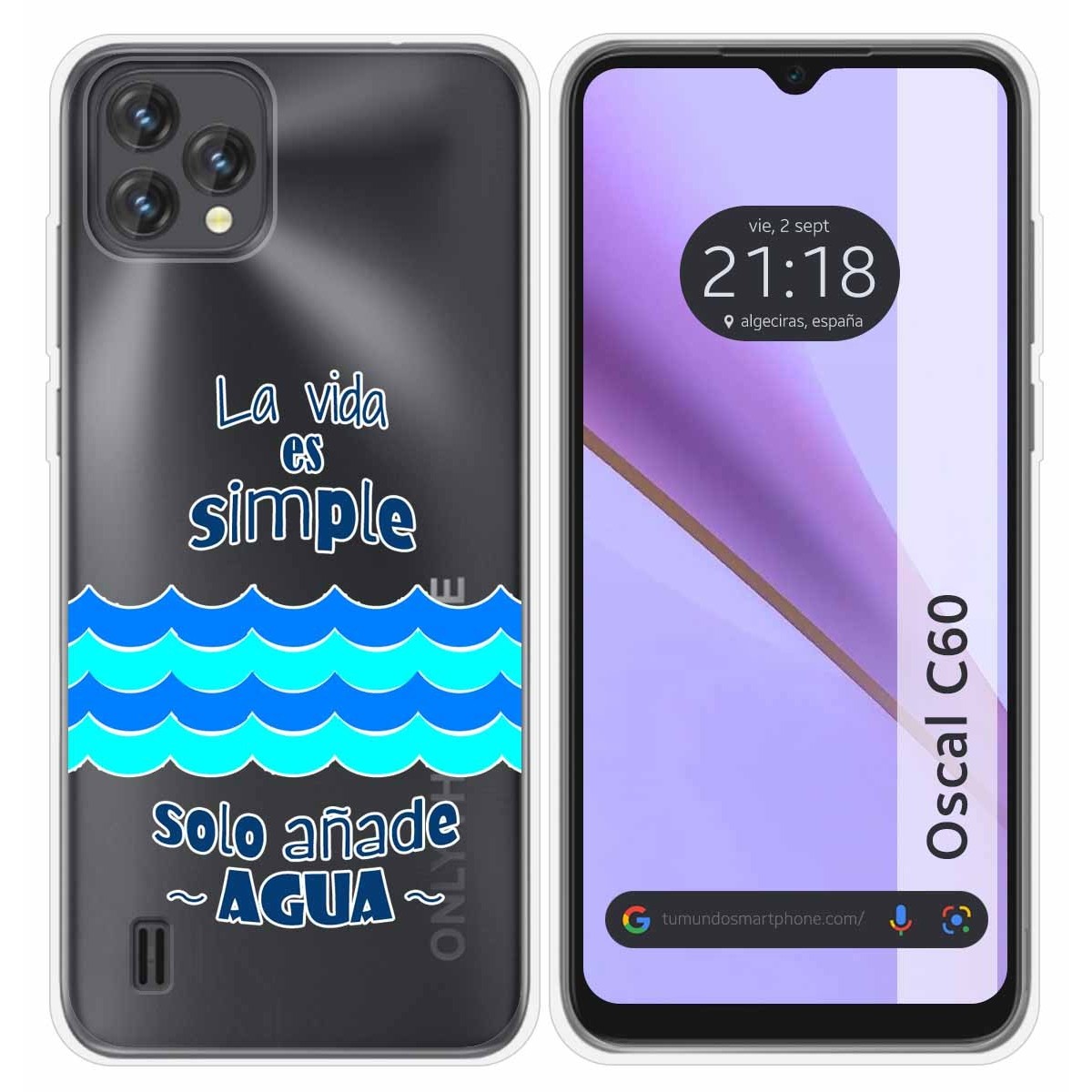 Funda Silicona Transparente para Blackview Oscal C60 diseño Agua Dibujos