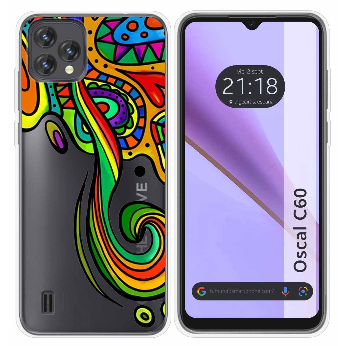 Funda Silicona Transparente para Blackview Oscal C60 diseño Colores Dibujos