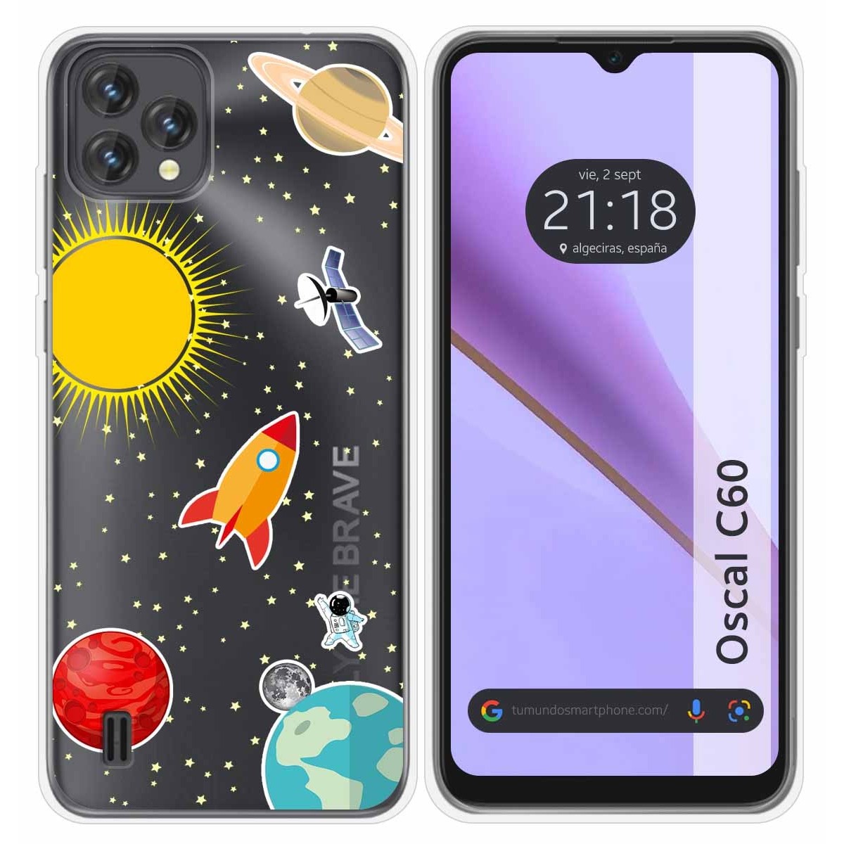 Funda Silicona Transparente para Blackview Oscal C60 diseño Espacio Dibujos