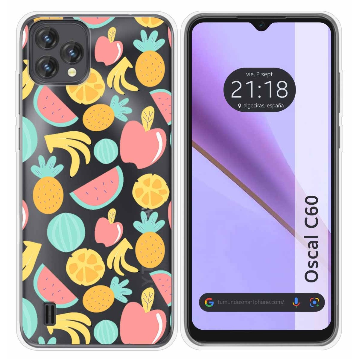 Funda Silicona Transparente para Blackview Oscal C60 diseño Frutas 02 Dibujos