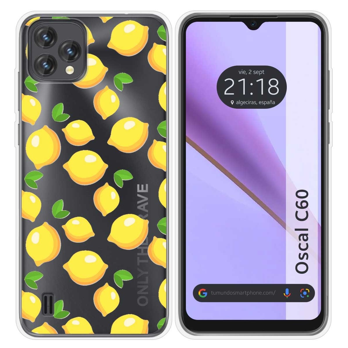 Funda Silicona Transparente para Blackview Oscal C60 diseño Limones Dibujos