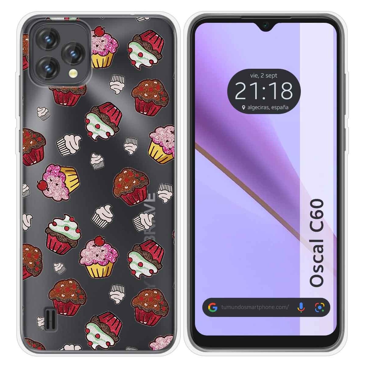 Funda Silicona Transparente para Blackview Oscal C60 diseño Muffins Dibujos