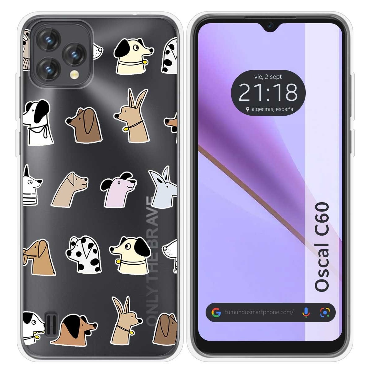 Funda Silicona Transparente para Blackview Oscal C60 diseño Perros Dibujos