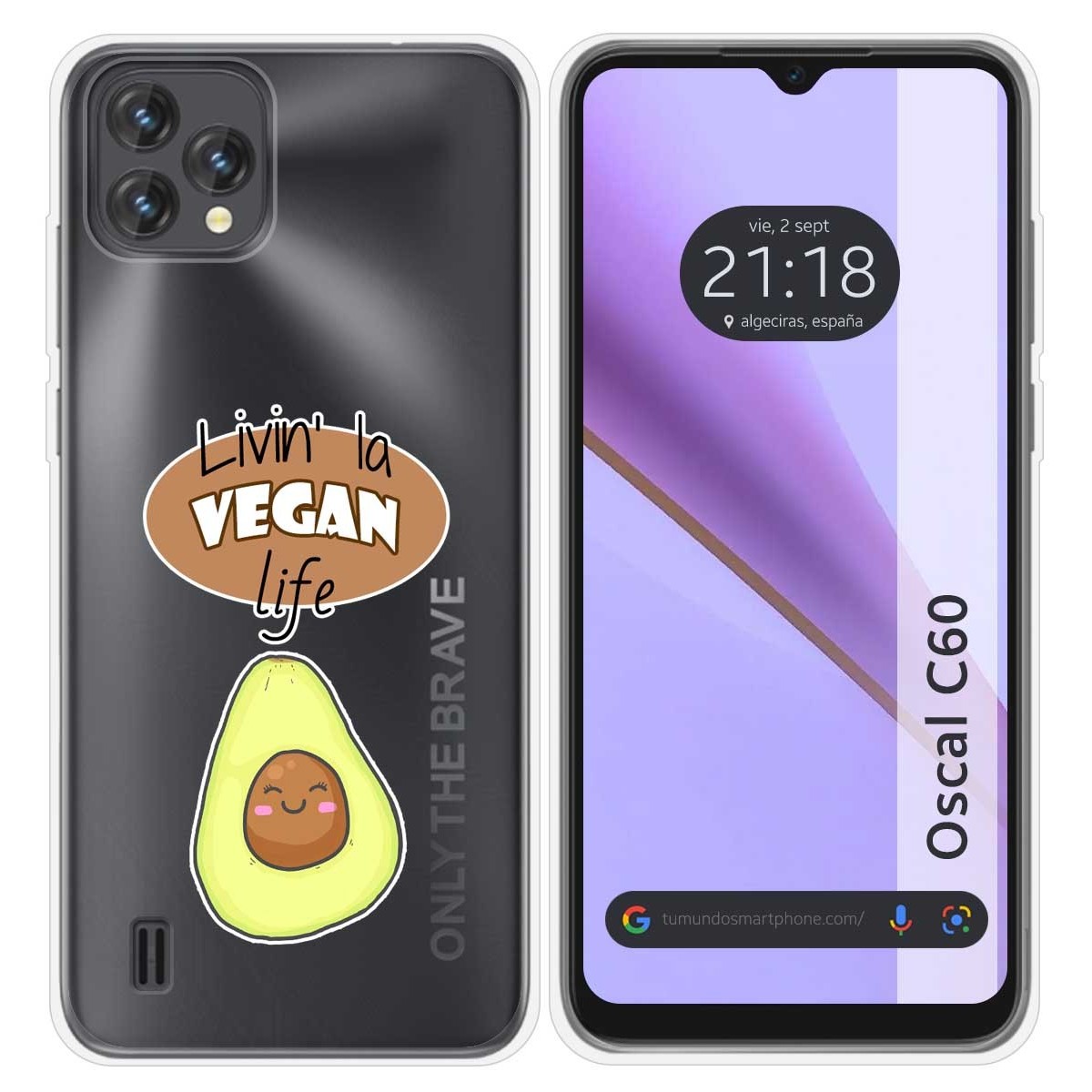 Funda Silicona Transparente para Blackview Oscal C60 diseño Vegan Life Dibujos