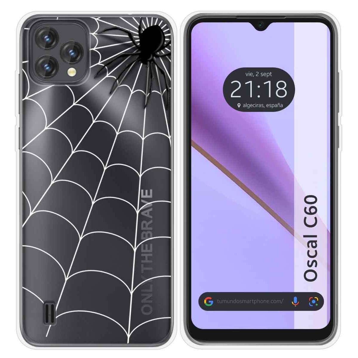 Funda Silicona Transparente para Blackview Oscal C60 diseño Araña Dibujos