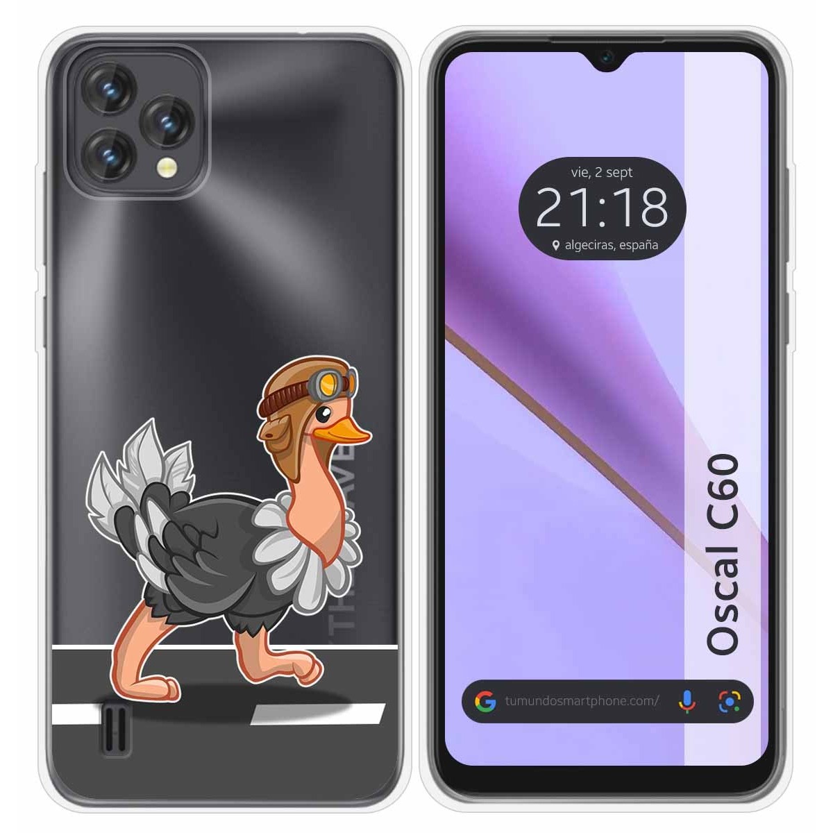Funda Silicona Transparente para Blackview Oscal C60 diseño Avestruz Dibujos
