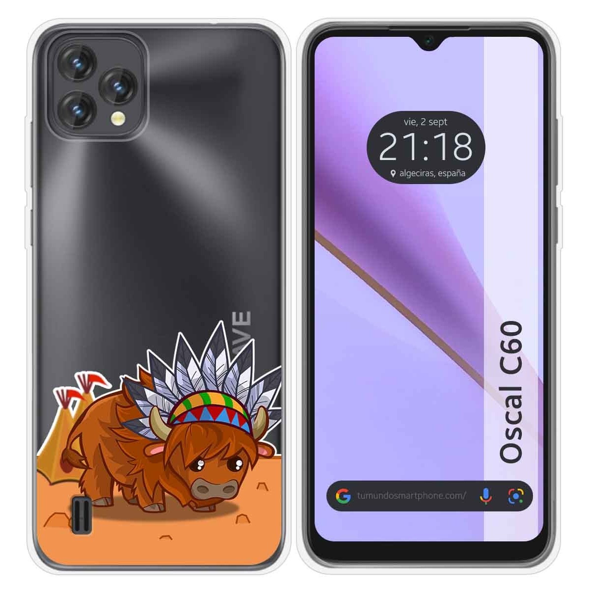 Funda Silicona Transparente para Blackview Oscal C60 diseño Bufalo Dibujos