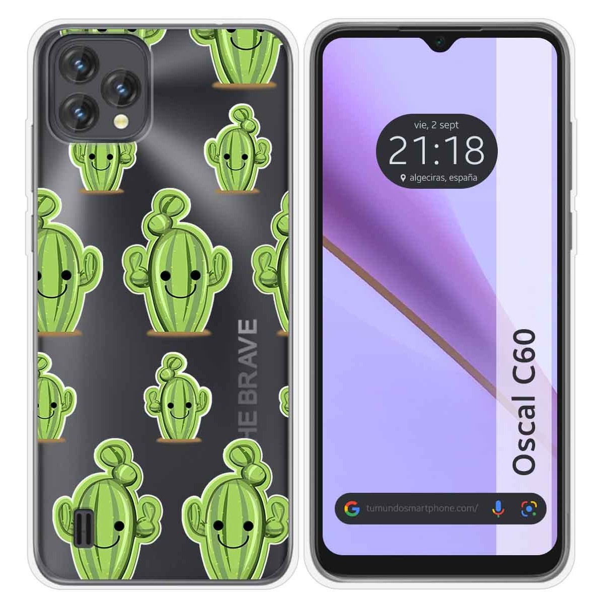 Funda Silicona Transparente para Blackview Oscal C60 diseño Cactus Dibujos