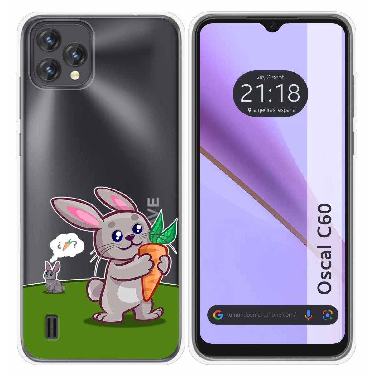 Funda Silicona Transparente para Blackview Oscal C60 diseño Conejo Dibujos