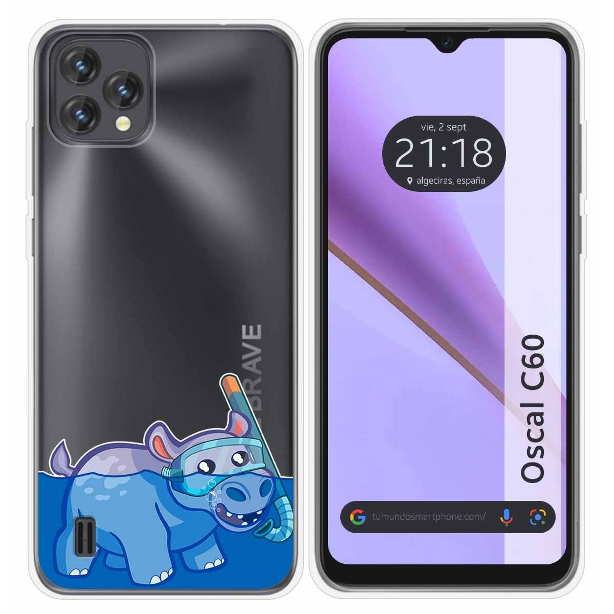 Funda Silicona Transparente para Blackview Oscal C60 diseño Hipo Dibujos