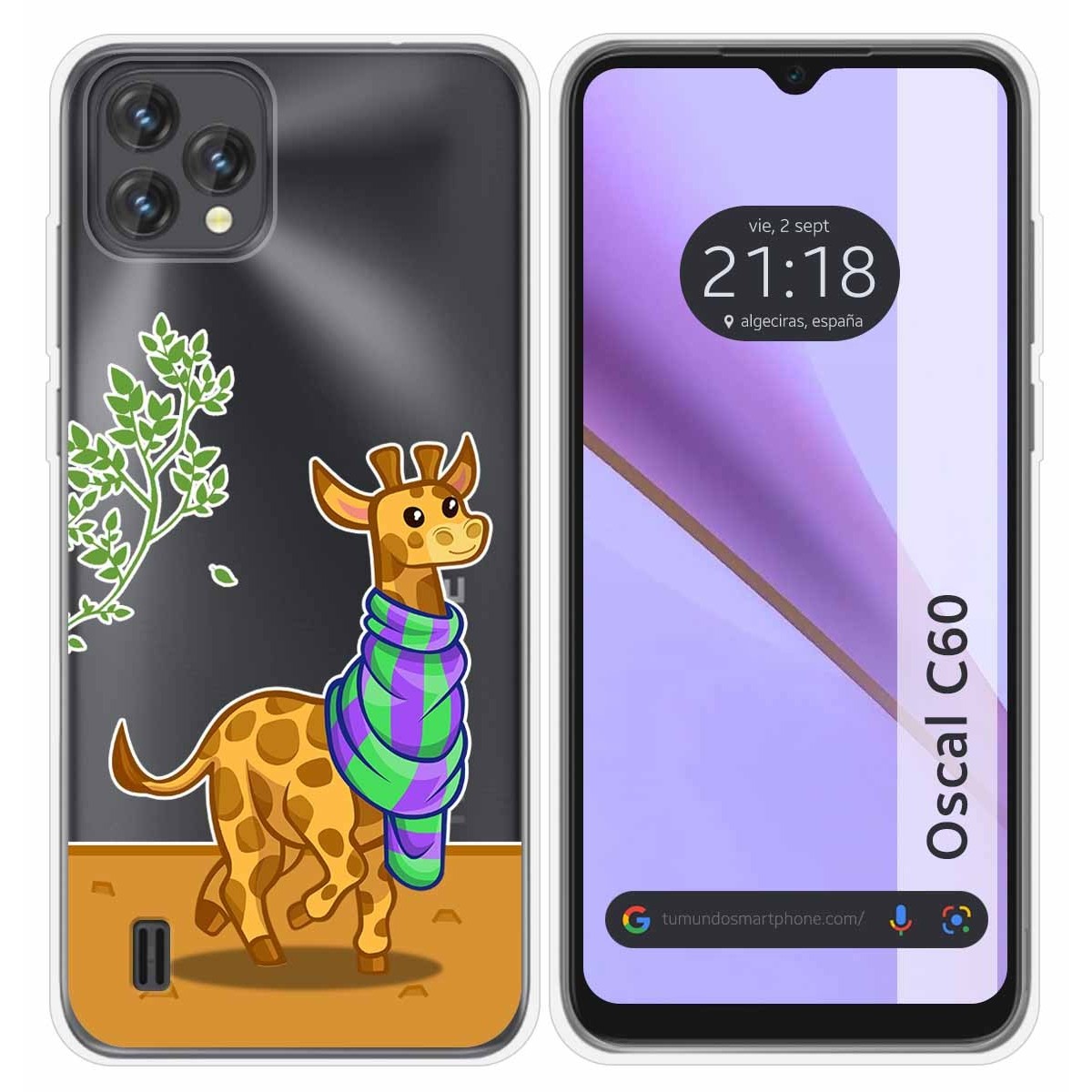 Funda Silicona Transparente para Blackview Oscal C60 diseño Jirafa Dibujos