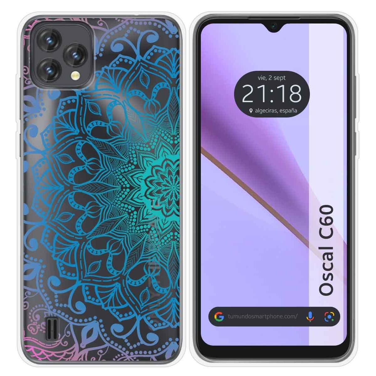 Funda Silicona Transparente para Blackview Oscal C60 diseño Mandala Dibujos