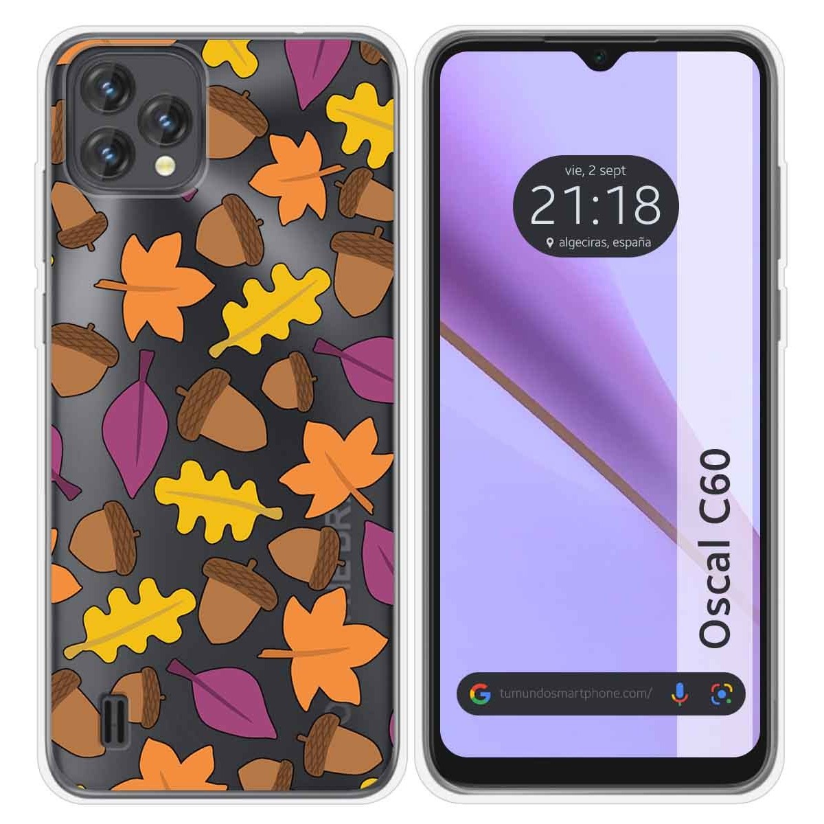 Funda Silicona Transparente para Blackview Oscal C60 diseño Otoño Dibujos