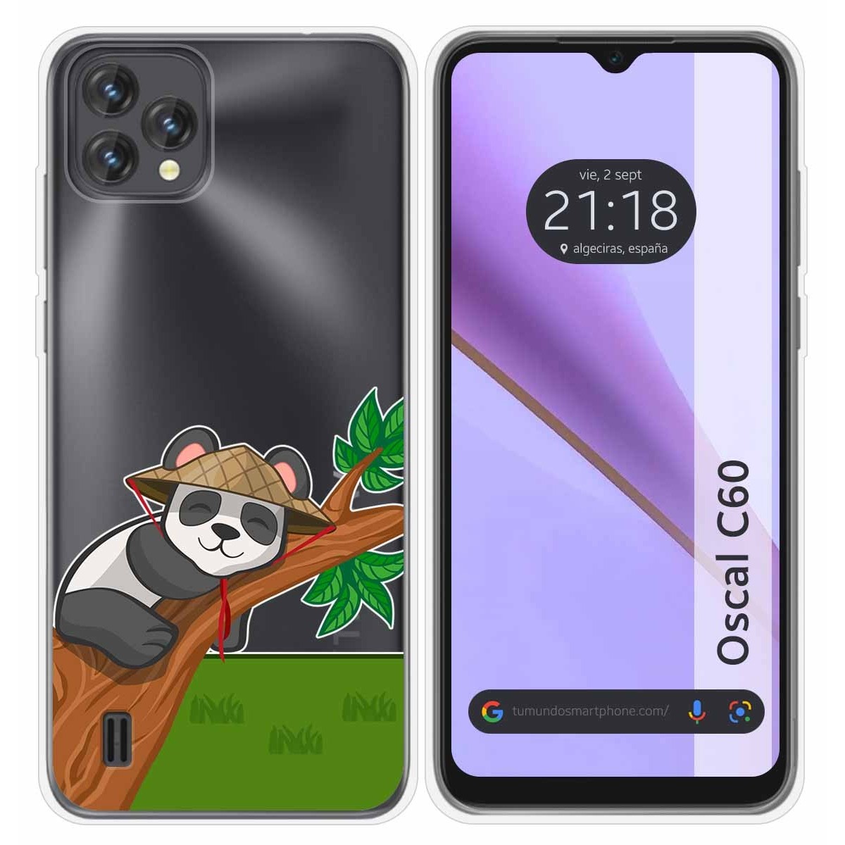 Funda Silicona Transparente para Blackview Oscal C60 diseño Panda Dibujos