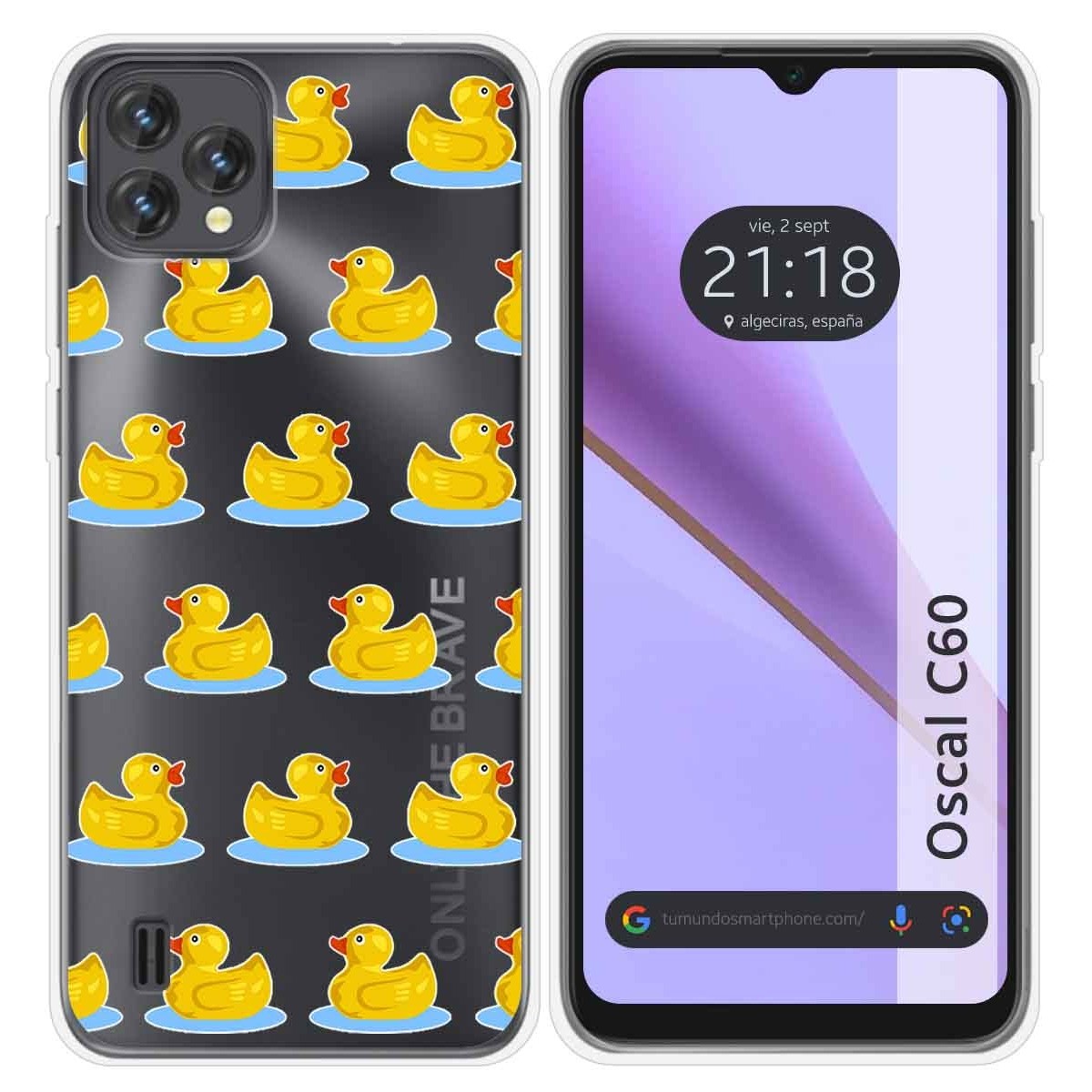 Funda Silicona Transparente para Blackview Oscal C60 diseño Pato Dibujos