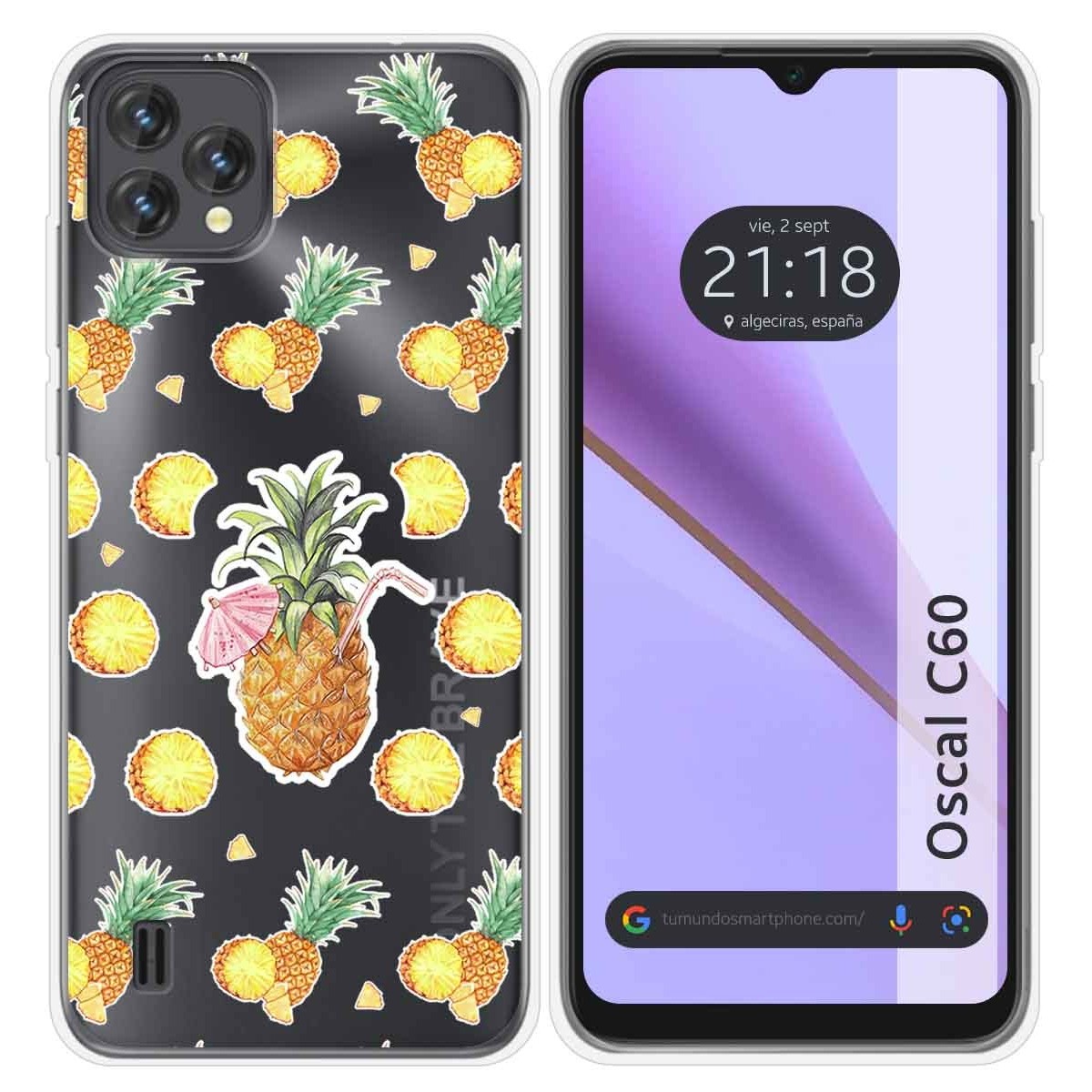 Funda Silicona Transparente para Blackview Oscal C60 diseño Piña Dibujos