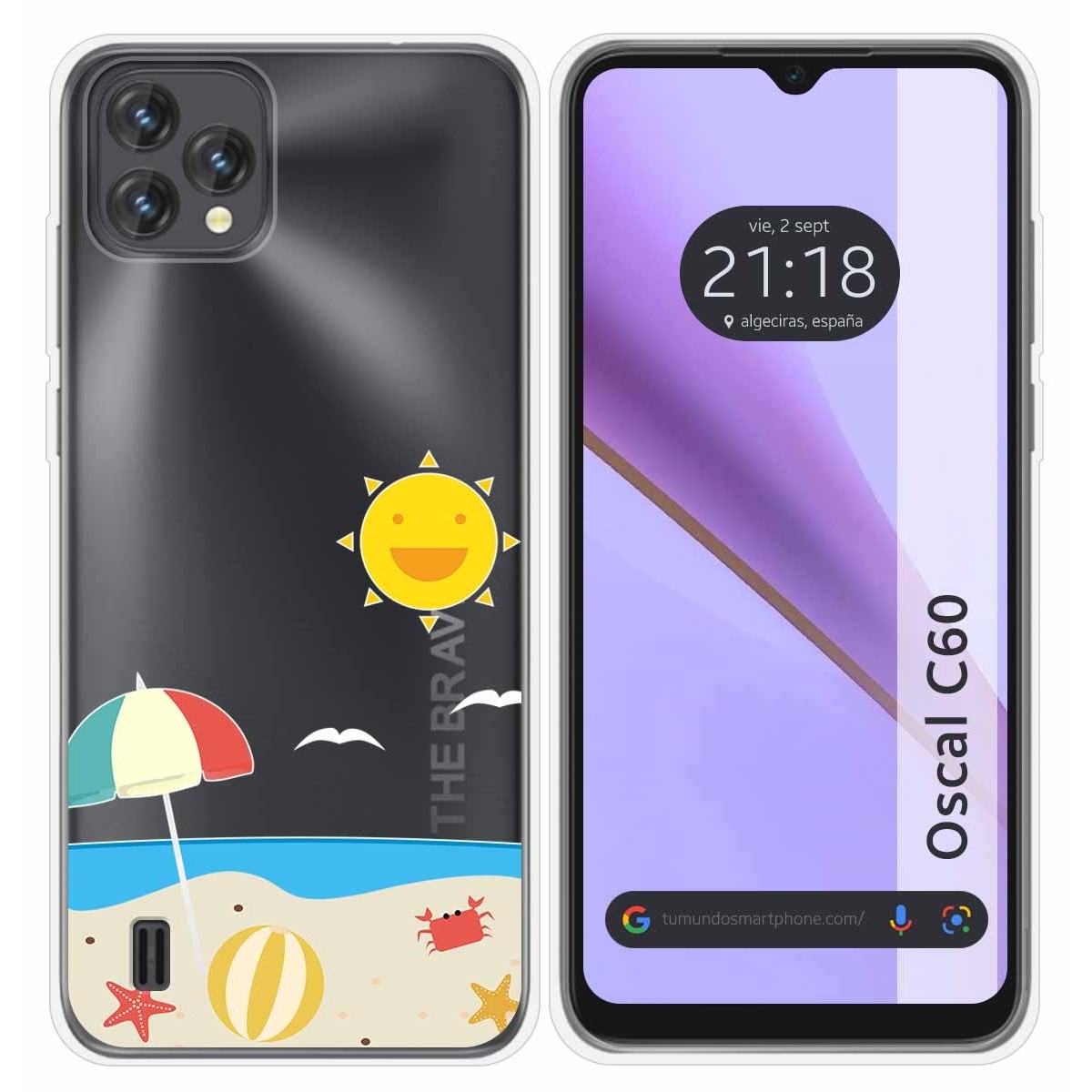 Funda Silicona Transparente para Blackview Oscal C60 diseño Playa Dibujos