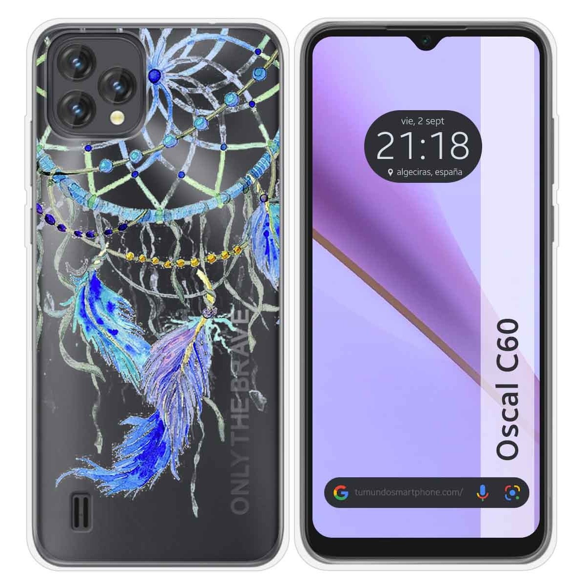 Funda Silicona Transparente para Blackview Oscal C60 diseño Plumas Dibujos