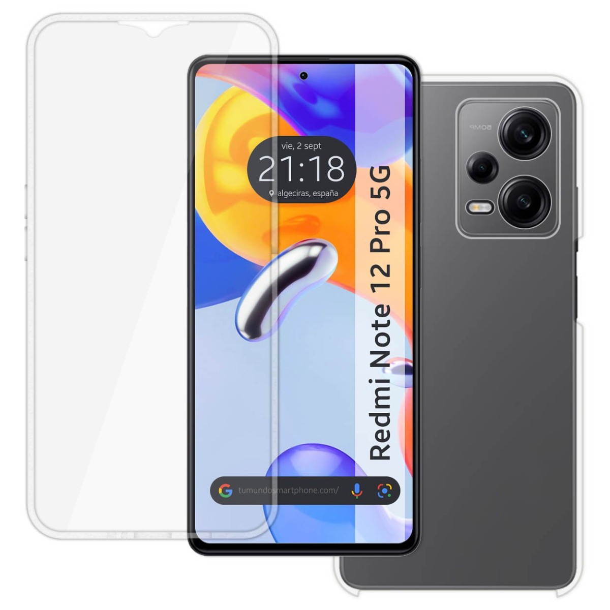 Funda Doble Transparente Pc + Tpu Full Body 360 compatible con Xiaomi Redmi Note 12 Pro 5G