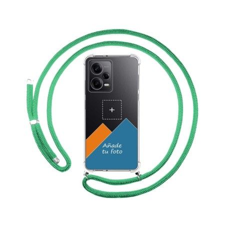 Personaliza tu Funda Colgante Transparente para Xiaomi Redmi Note 12 Pro+ Plus 5G con Cordon Verde Agua Personalizada