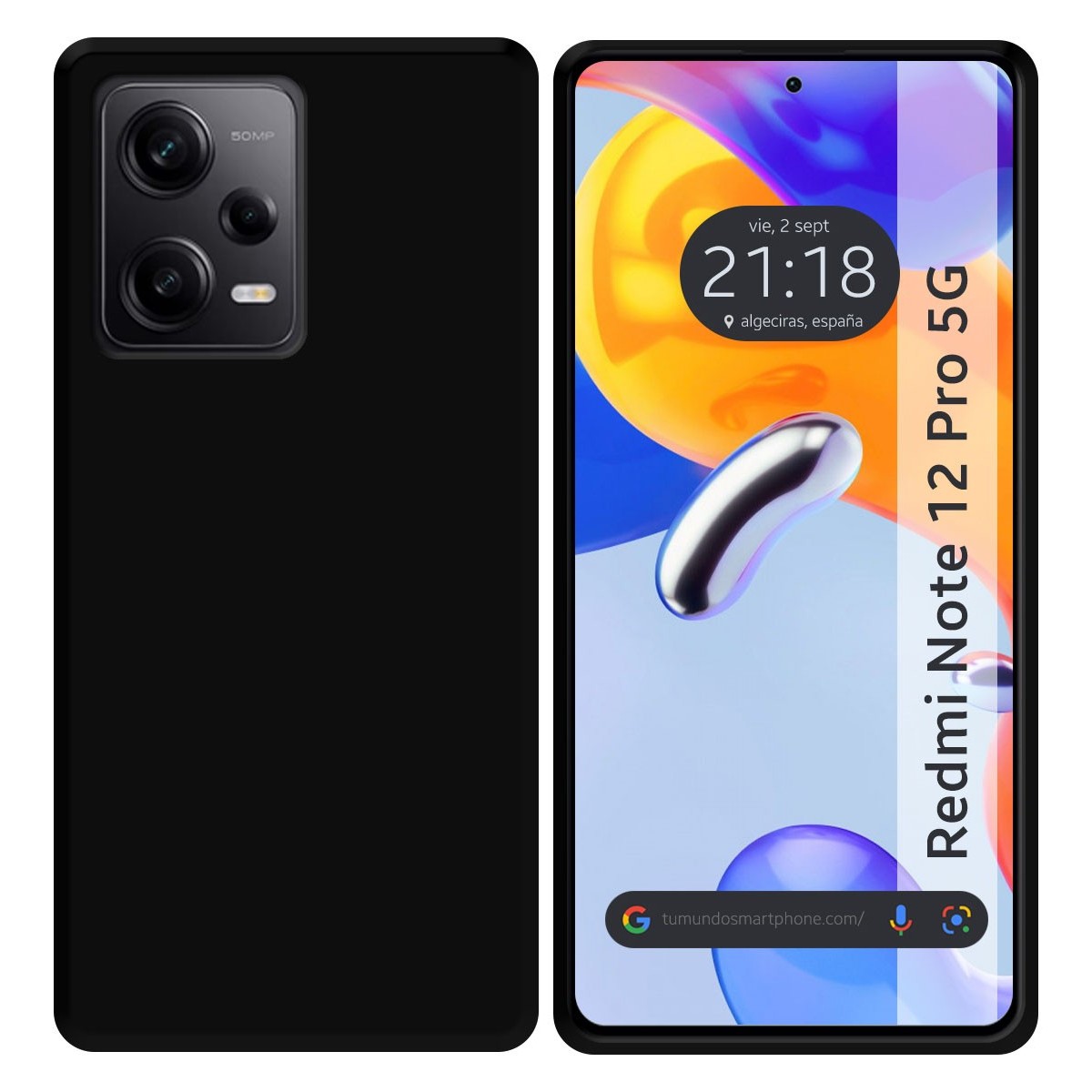 Funda Silicona Gel TPU Negra compatible con Xiaomi Redmi Note 12 Pro 5G
