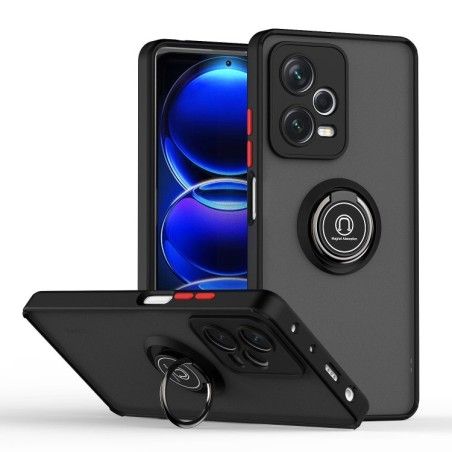 Funda Mate con Borde Negro y Anillo Giratorio 360 compatible con Xiaomi Redmi Note 12 4G