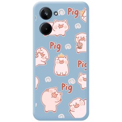Funda Silicona Líquida Azul para Realme 10 4G diseño Cerdos Dibujos