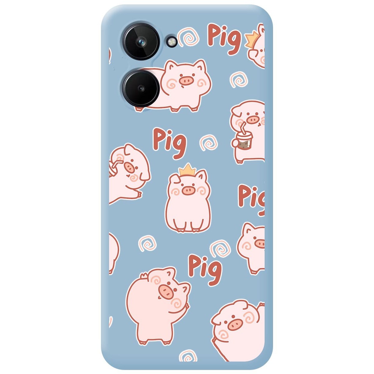 Funda Silicona Líquida Azul para Realme 10 4G diseño Cerdos Dibujos