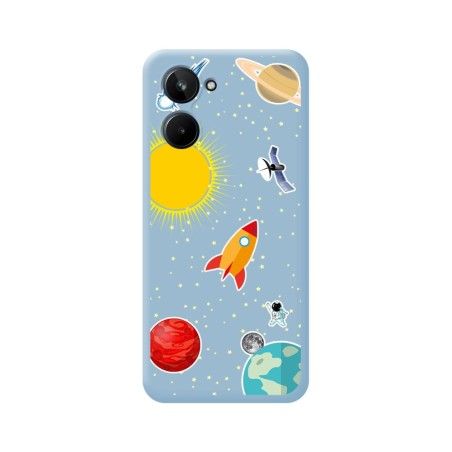 Funda Silicona Líquida Azul para Realme 10 4G diseño Espacio Dibujos