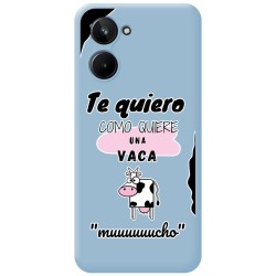 Funda Silicona Líquida Azul para Realme 10 4G diseño Vaca Dibujos