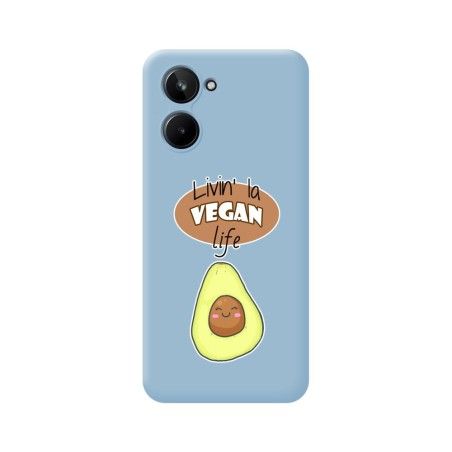 Funda Silicona Líquida Azul para Realme 10 4G diseño Vegan Life Dibujos