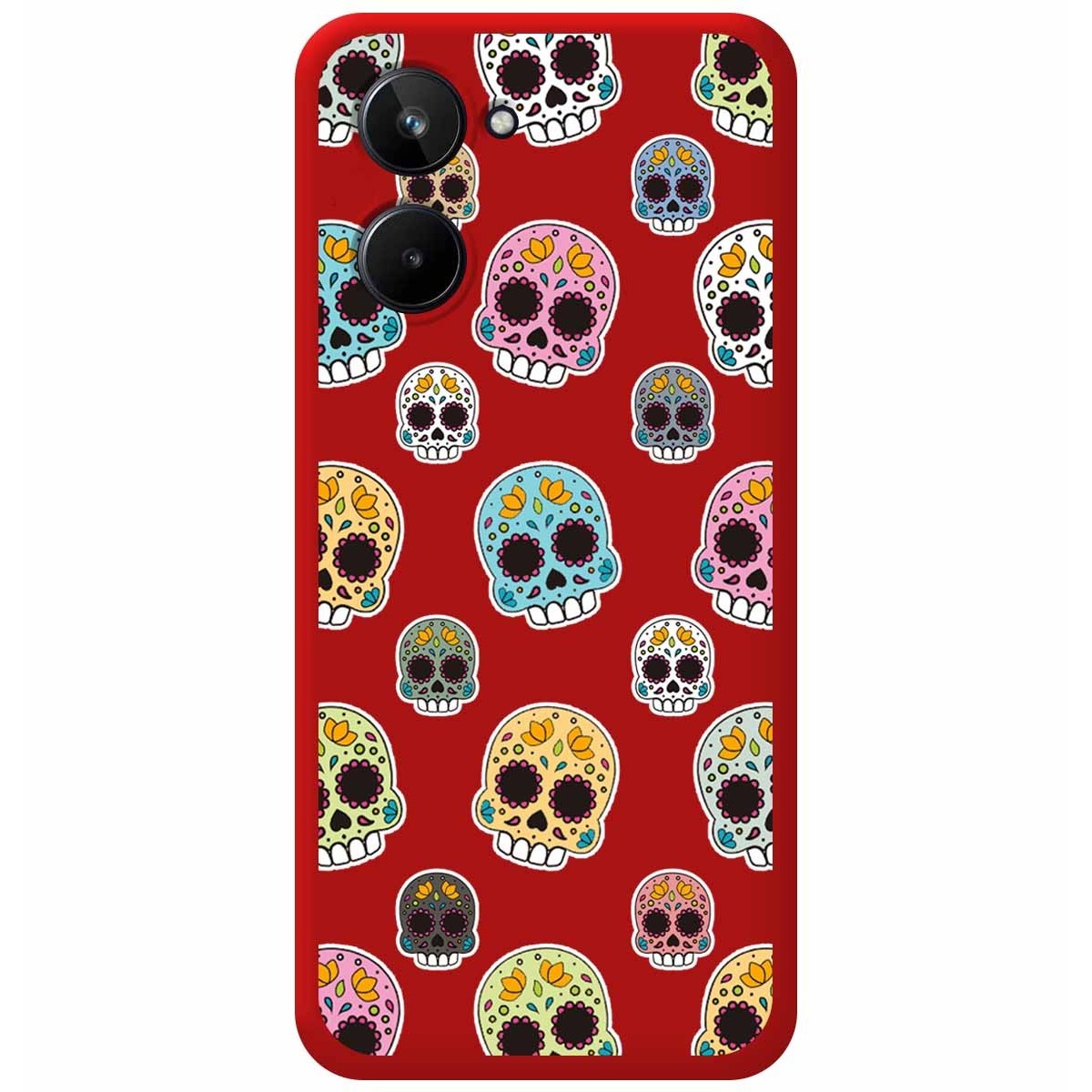 Funda Silicona Líquida Roja para Realme 10 4G diseño Catrina Dibujos