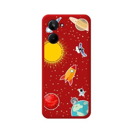 Funda Silicona Líquida Roja para Realme 10 4G diseño Espacio Dibujos