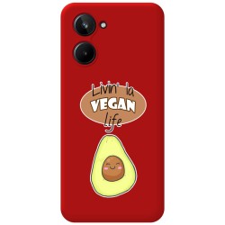Funda Silicona Líquida Roja para Realme 10 4G diseño Vegan Life Dibujos