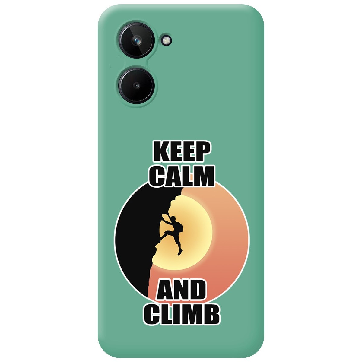 Funda Silicona Líquida Verde para Realme 10 4G diseño Hombre Escalada Dibujos