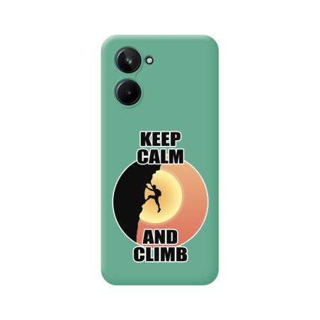 Funda Silicona Líquida Verde para Realme 10 4G diseño Hombre Escalada Dibujos