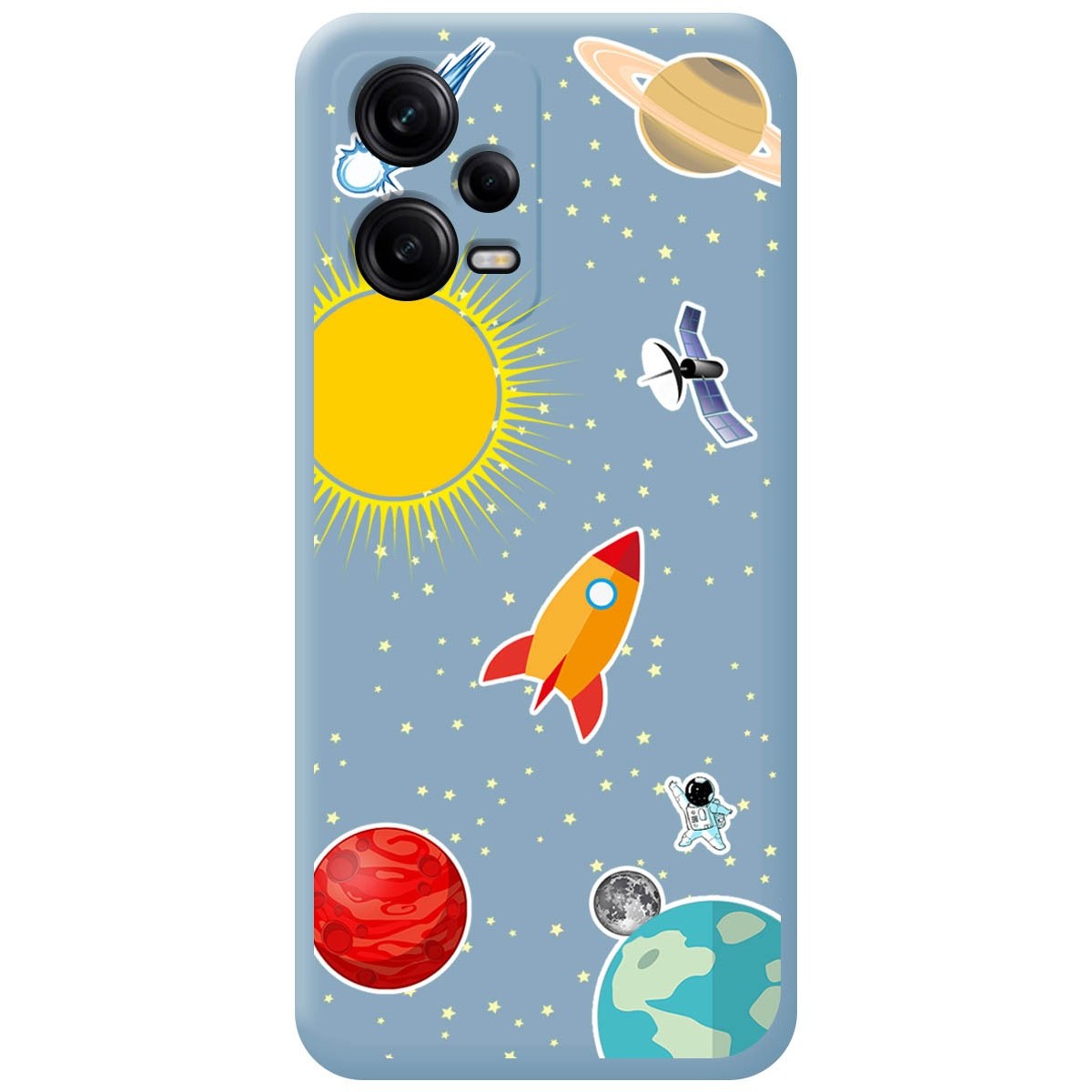 Funda Silicona Líquida Azul compatible con Xiaomi Redmi Note 12 Pro+ Plus 5G diseño Espacio Dibujos