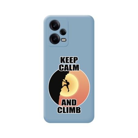 Funda Silicona Líquida Azul compatible con Xiaomi Redmi Note 12 Pro+ Plus 5G diseño Hombre Escalada Dibujos
