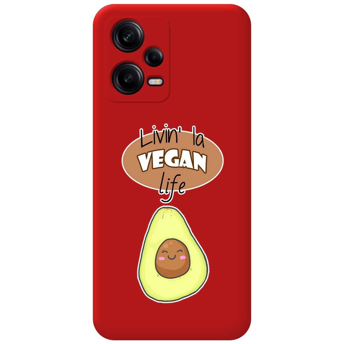 Funda Silicona Líquida Roja compatible con Xiaomi Redmi Note 12 Pro+ Plus 5G diseño Vegan Life Dibujos