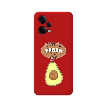 Funda Silicona Líquida Roja compatible con Xiaomi Redmi Note 12 Pro+ Plus 5G diseño Vegan Life Dibujos