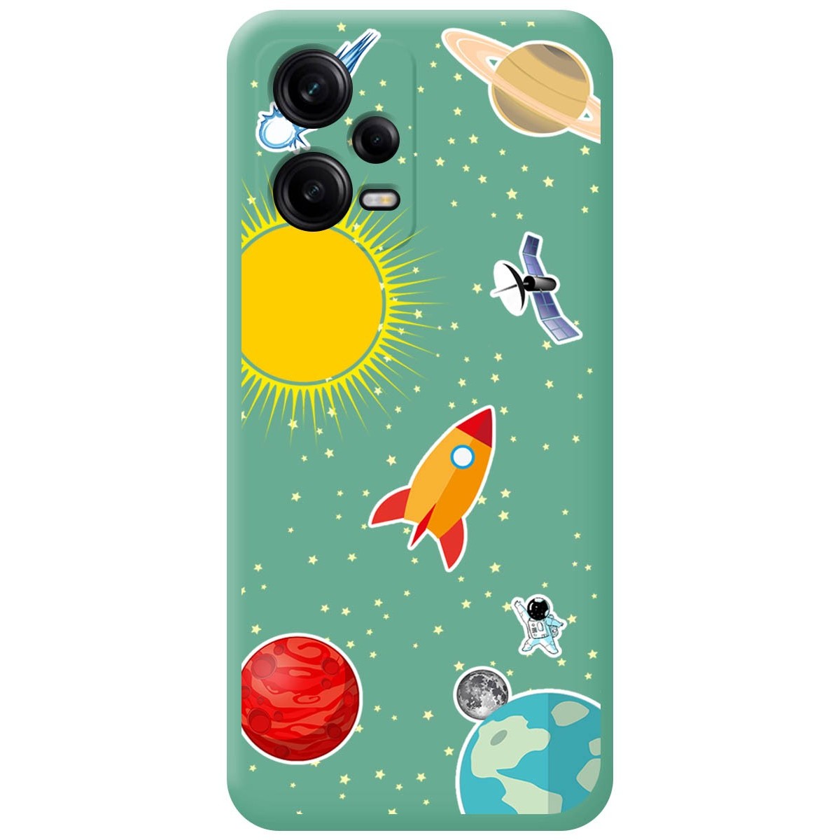 Funda Silicona Líquida Verde compatible con Xiaomi Redmi Note 12 Pro+ Plus 5G diseño Espacio Dibujos