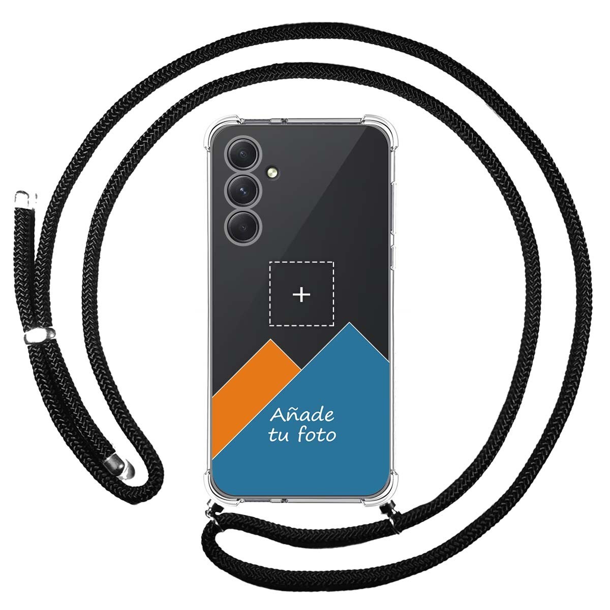 Personaliza tu Funda Colgante Transparente para Samsung Galaxy A54 5G con Cordon Negro Dibujo Personalizada