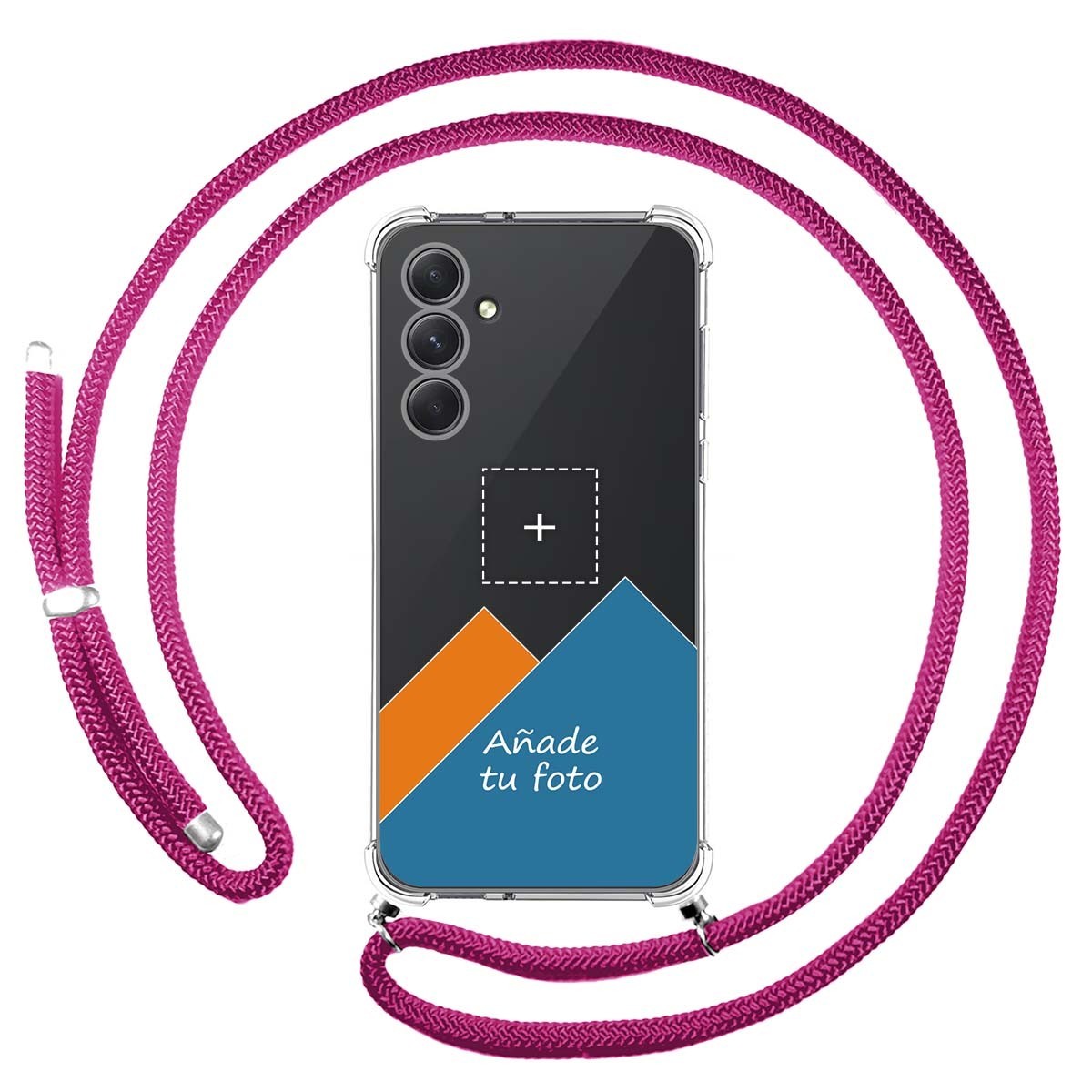 Personaliza tu Funda Colgante Transparente para Samsung Galaxy A54 5G con Cordon Rosa Fucsia Dibujo Personalizada